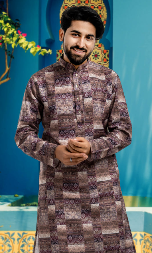 WINE ABSTRACT PRINTED KURTA