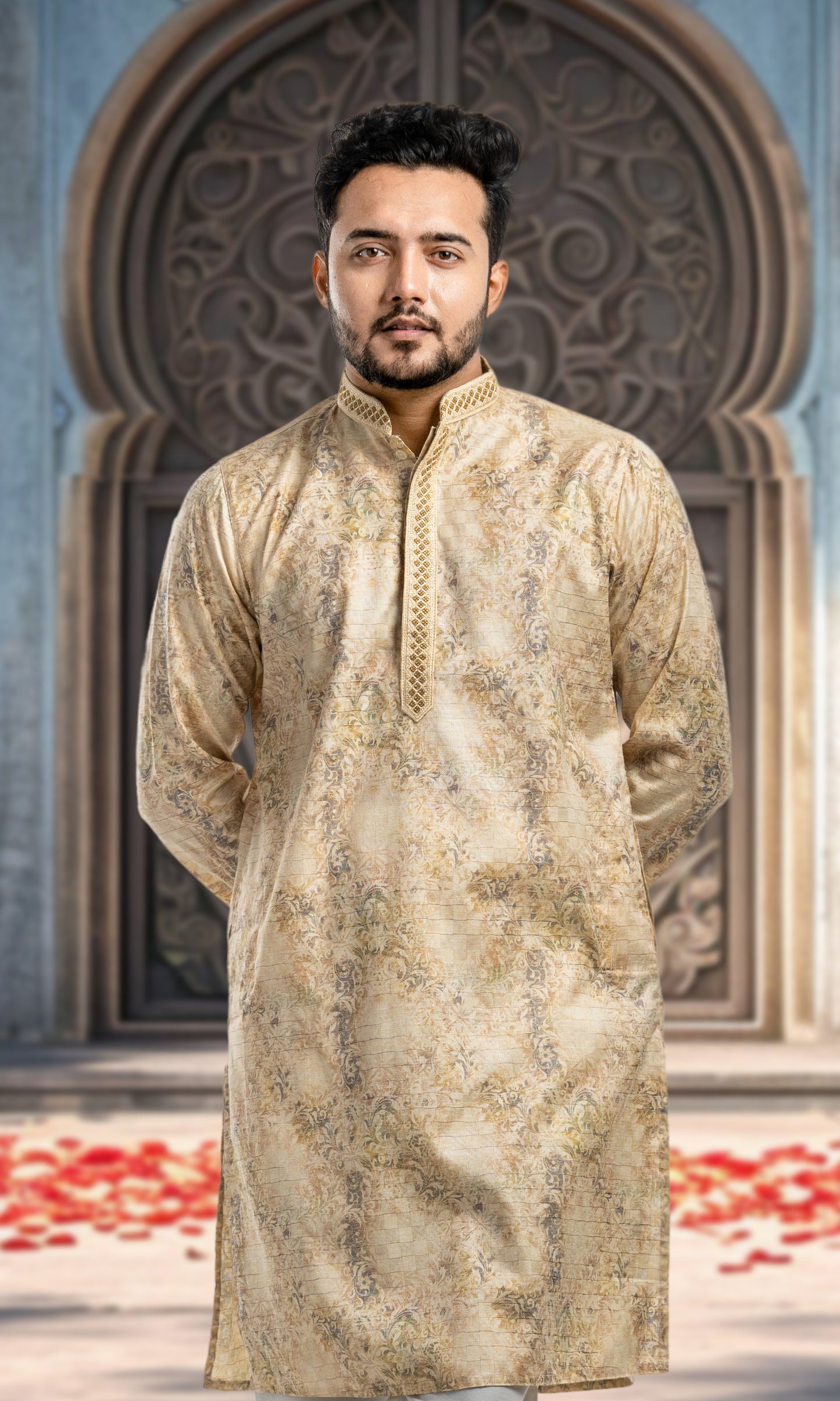 FAWN PAISLEY PRINTED KURTA