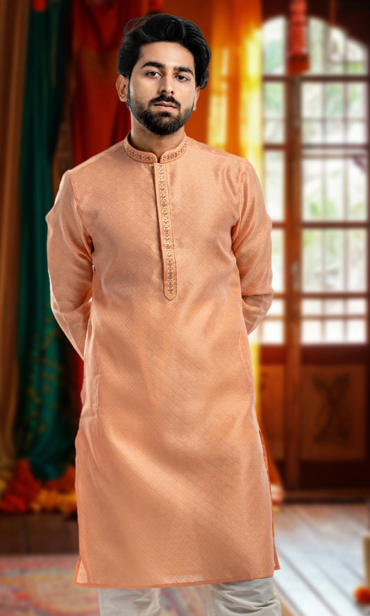 PUMPKIN MEDALLION WEAVED KURTA