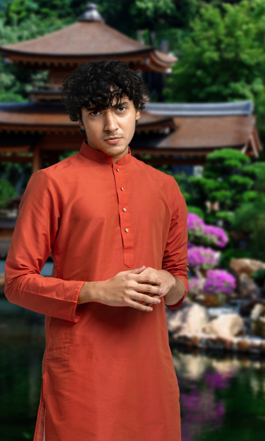 ORANGE TANGO SOLID KURTA