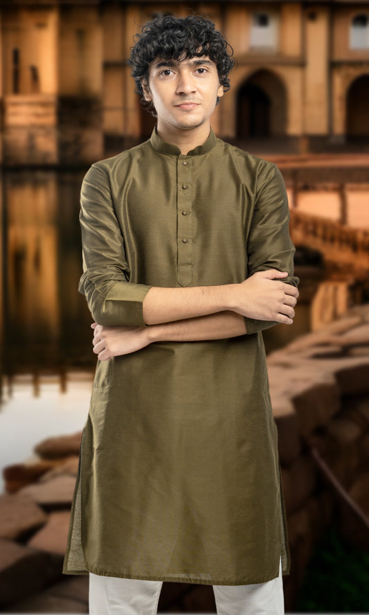 MEHENDI GREEN SOLID KURTA