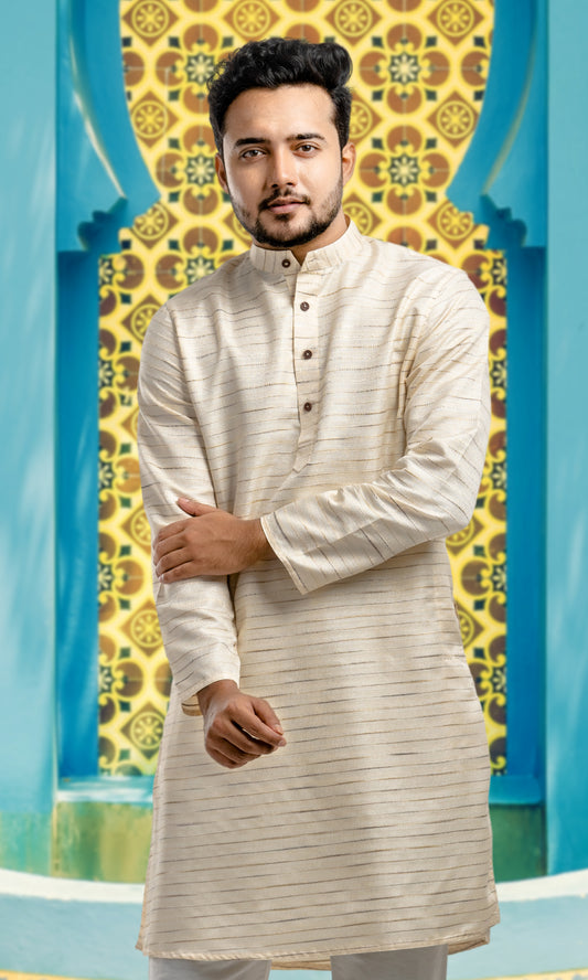 BISCUIT SHADE NETA JI STYLE KHADI INSPIRED KURTA