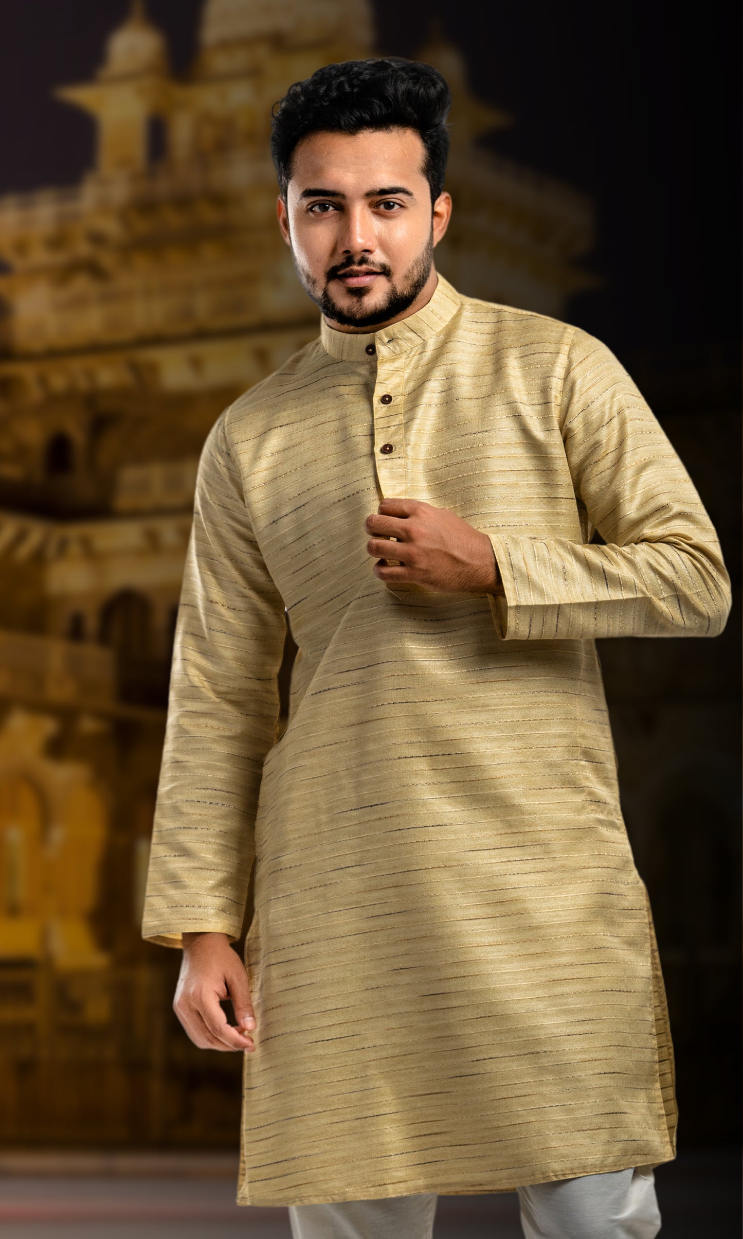 FAWN SHADE NETA JI STYLE KHADI INSPIRED KURTA